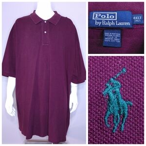 POLO RALPH LAUREN 4XLT Maroon GREEN PONY XXXXL 4XL BIG & TALL Vintage MENS Shirt